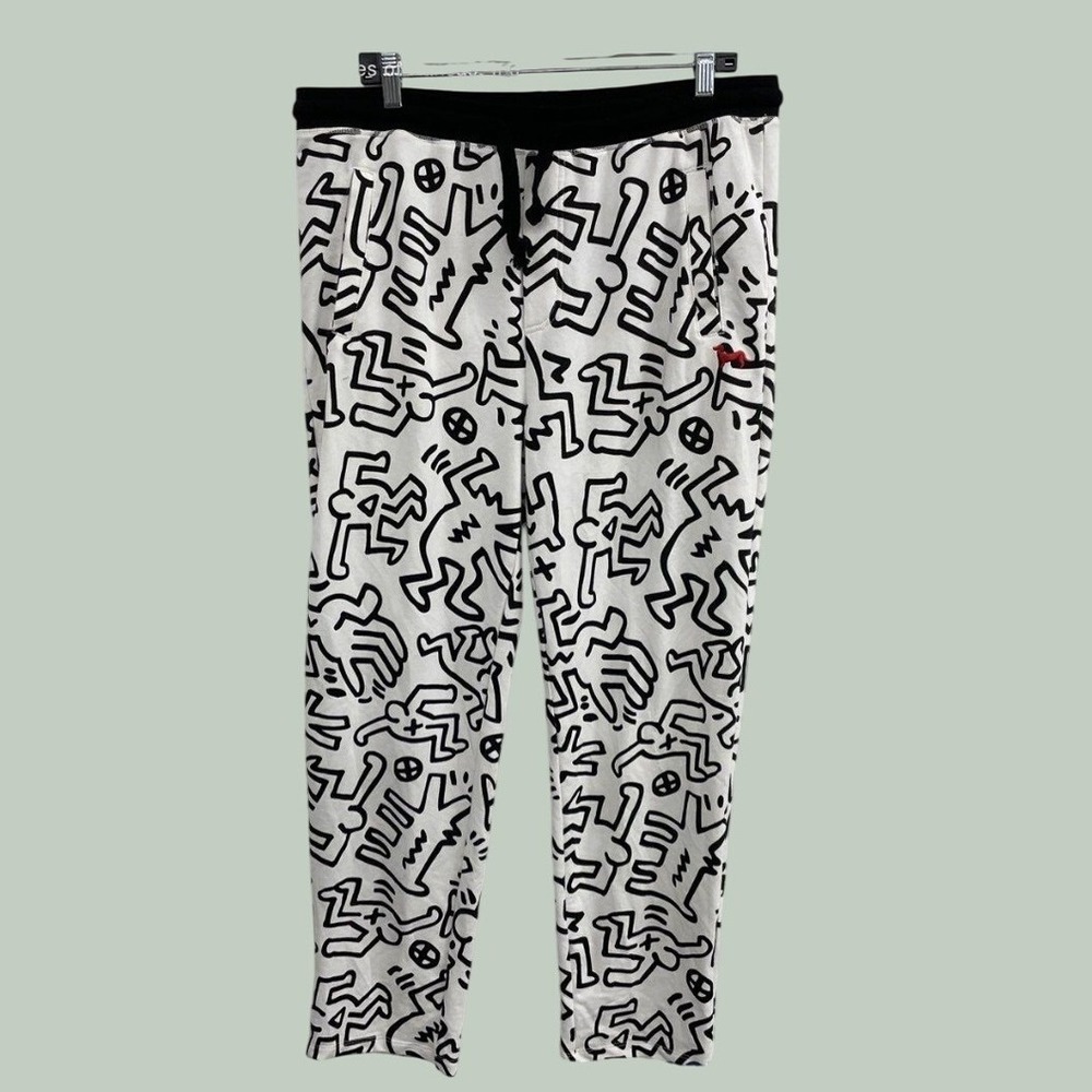 Peter Alexander Keith Haring Mens XXL White Cotton Lounge Pants Pajama Joggers